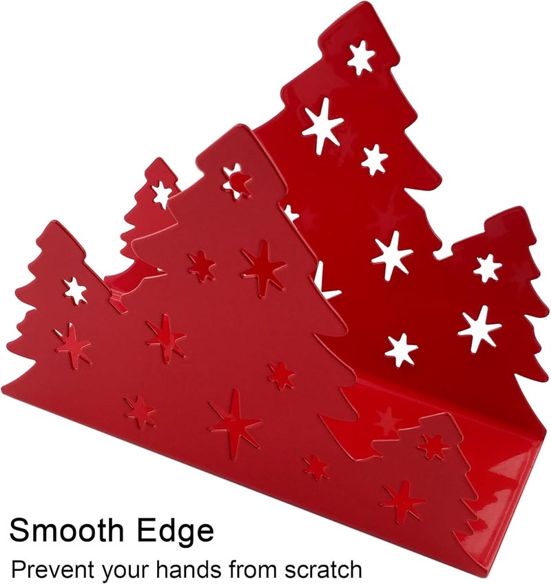 Lysenn Christmas Napkin Holder for Tables - Tissue Dispenser for Kitchen Countertop - Upgraded Sturdy Stainless Steel - Storage and Organization for Multiple Sizes - 6.3 x 4.8 x 2.5 inches - Red - Image 3