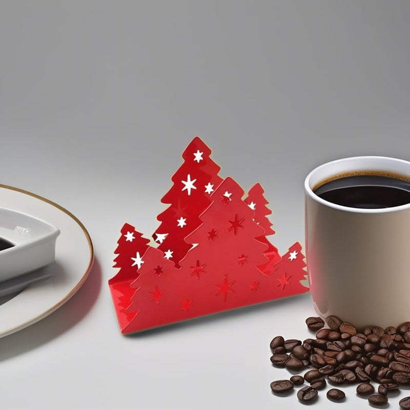 Lysenn Christmas Napkin Holder for Tables - Tissue Dispenser for Kitchen Countertop - Upgraded Sturdy Stainless Steel - Storage and Organization for Multiple Sizes - 6.3 x 4.8 x 2.5 inches - Red - Image 5