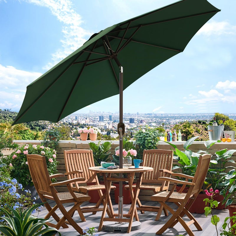Blissun 9' Outdoor Patio Umbrella, Outdoor Table Umbrella, Yard Umbrella, Market Umbrella with 8 Sturdy Ribs, Push Button Tilt and Crank (Dark Green) - Image 5
