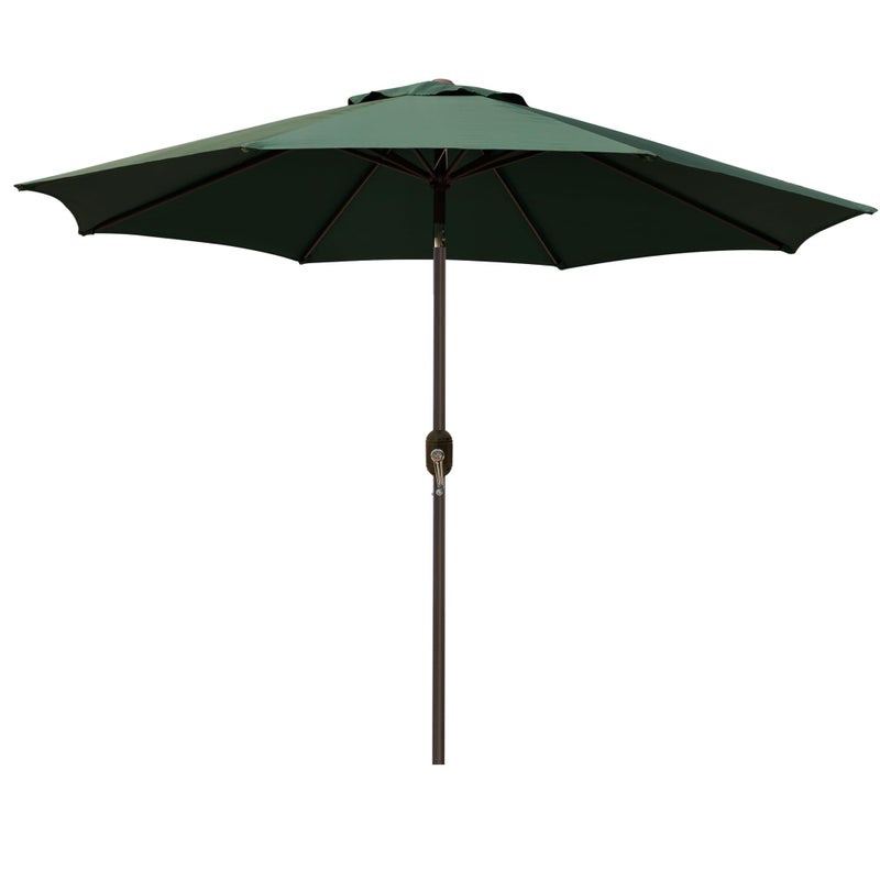 Blissun 9' Outdoor Patio Umbrella, Outdoor Table Umbrella, Yard Umbrella, Market Umbrella with 8 Sturdy Ribs, Push Button Tilt and Crank (Dark Green) - Image 1
