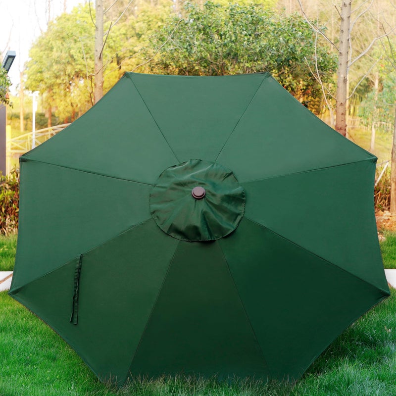 Blissun 9' Outdoor Patio Umbrella, Outdoor Table Umbrella, Yard Umbrella, Market Umbrella with 8 Sturdy Ribs, Push Button Tilt and Crank (Dark Green) - Image 3
