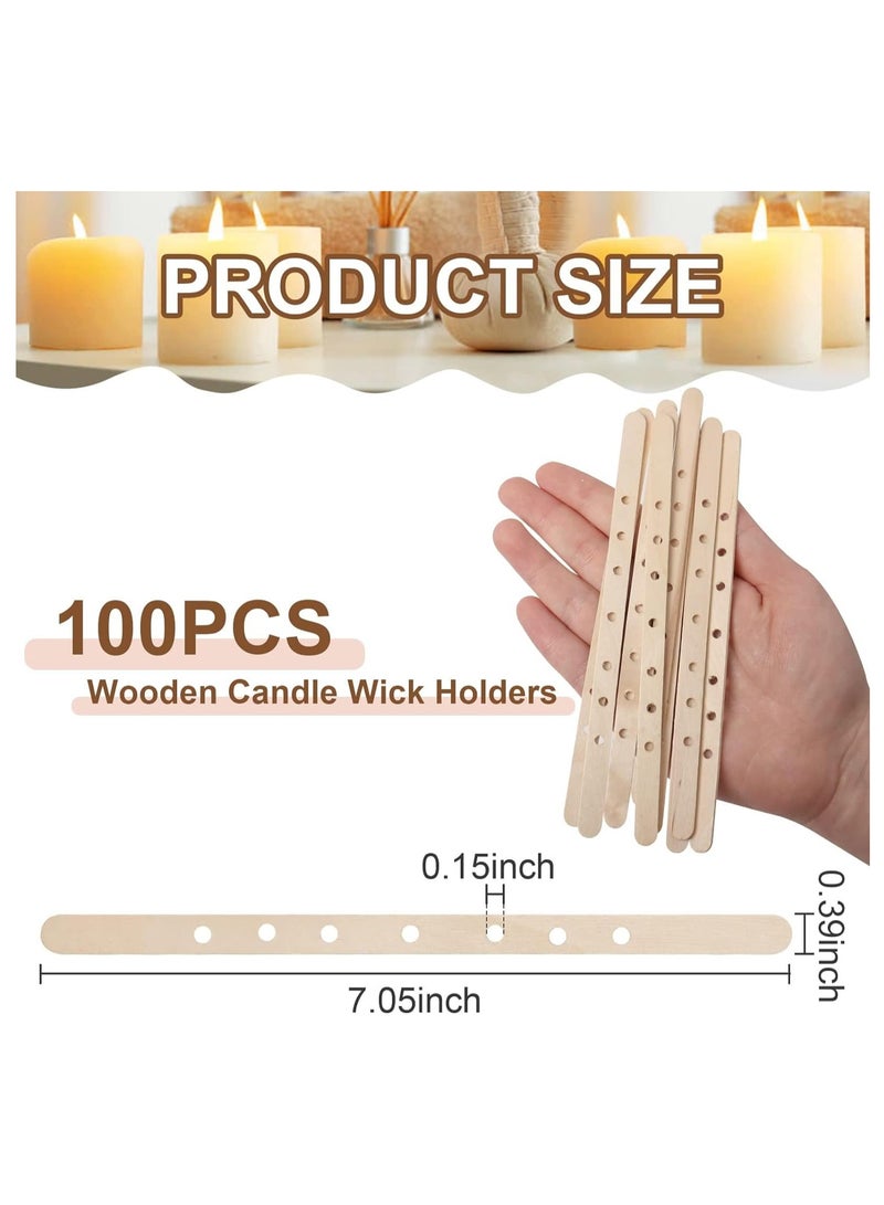 KASTWAVE Candle Wick Holders - 100 Pcs Wooden Candle Wick Holders for Large and Multi Wick Candles, Wick Centering Devices Candle Wick Bars for Candle Making - Image 2