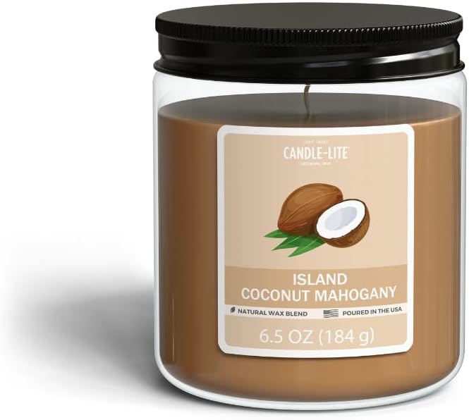 CANDLE-LITE Island Coconut Mahogany Scented Jar Candle - 6.5oz
