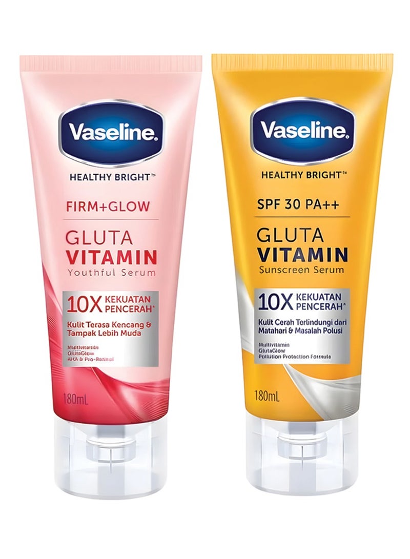 Vaseline Set Gluta Vitamin Youthful and Sunscreen Serum each 180ml