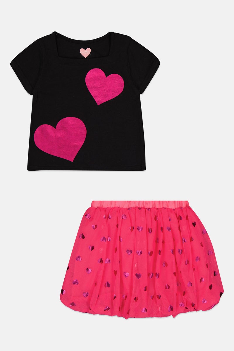Freestyle Kids Girl 2 Pieces Graphic Print Top And Skirt Set, Multicolor - Image 3