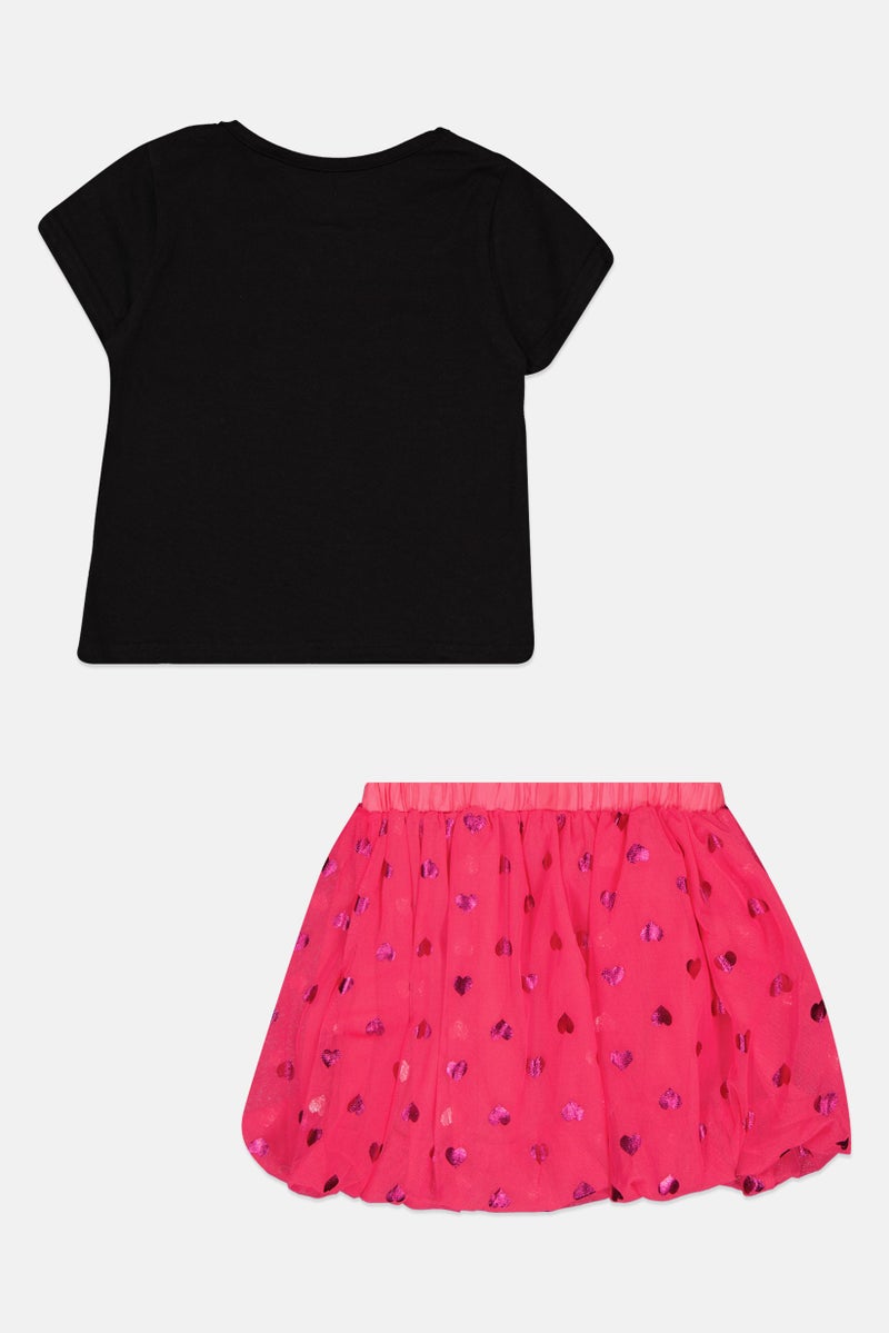Freestyle Kids Girl 2 Pieces Graphic Print Top And Skirt Set, Multicolor - Image 2