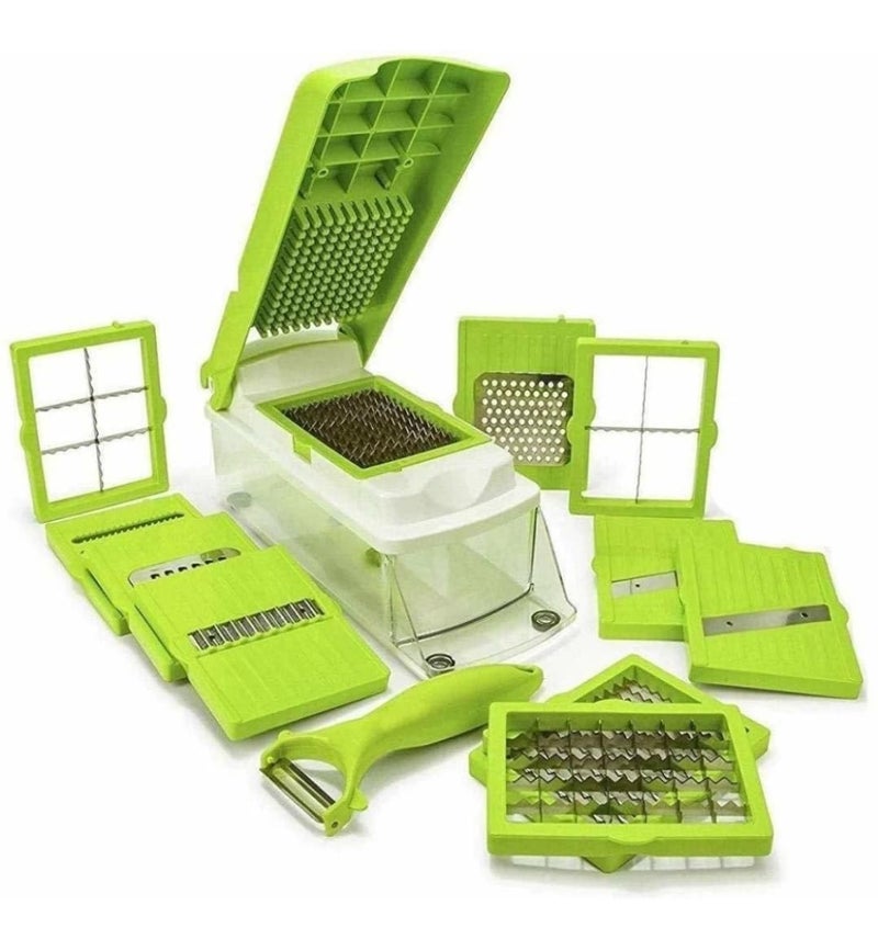 ABUDIT 13 in 1 Multipurpose Vegetable Chopper for Kitchen Fruit Cutters Grater Peeler Chipser Unbreakable Food Grade Body Easy Push to Clean Button Slicer Dicer Chopper for Kitchen - Image 4