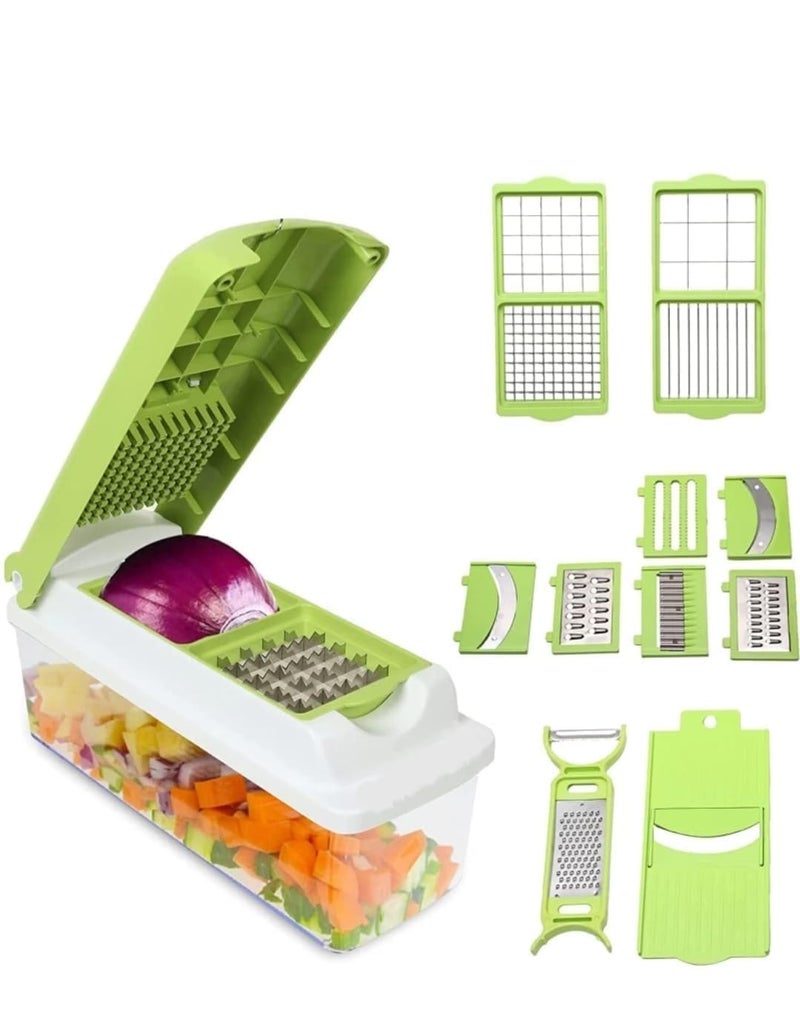 ABUDIT 13 in 1 Multipurpose Vegetable Chopper for Kitchen Fruit Cutters Grater Peeler Chipser Unbreakable Food Grade Body Easy Push to Clean Button Slicer Dicer Chopper for Kitchen - Image 5