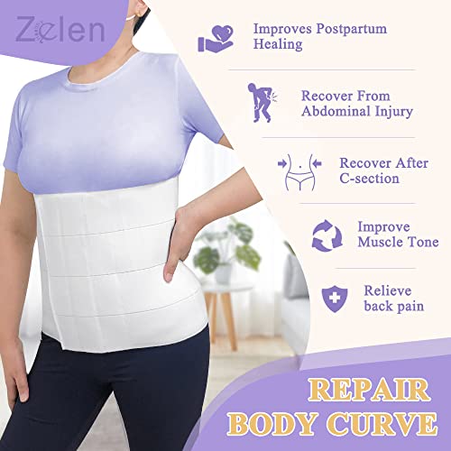 Zelen Abdominal Binder Post Surgery Tummy Tuck Belly Binder Post Hysterectomy Belly Band 12 Inch Medical Abdominal Binder For Men and Women Compression Wrap for Stomach Elastic Belly Wrap (33" - 39") - Image 5