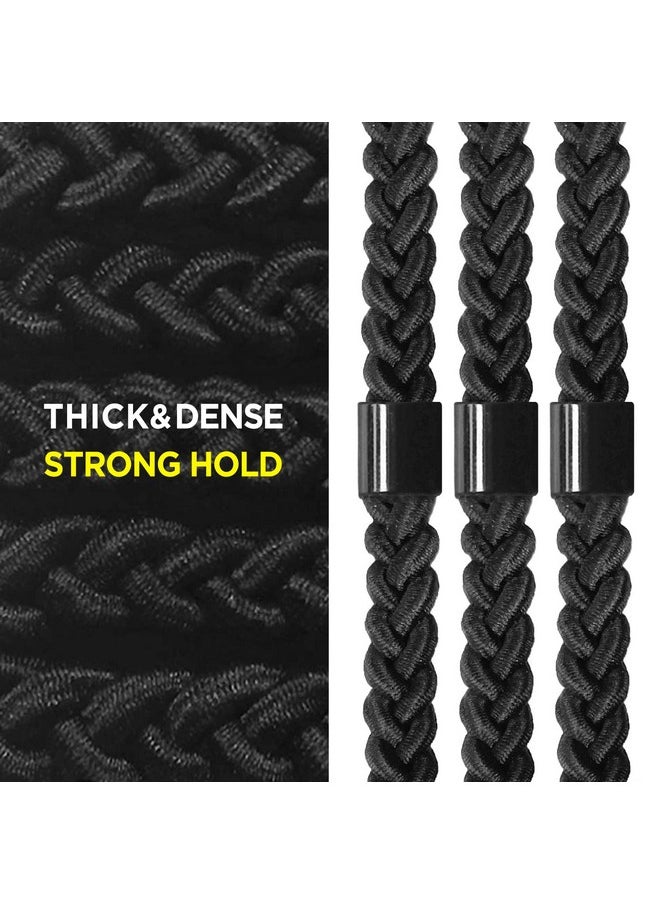 HAVHAF - Braided Mens Hair Ties For Men For Buns Curly Thick Dense Hair Elastic Hair Ties For Guys No Damage Crease Breakage Black 5 Count (Pack Of 1) - Image 1