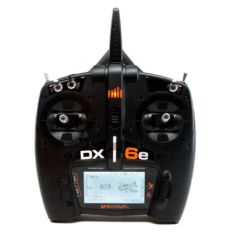 SPEKTRUM مُرسل راديو Spektrum DX6e 6-قناة DSMX 2.4GHz فقط (بدون مستقبل) مع ذاكرة 250 نموذج | قياس عن بُعد | رابط مدرب لاسلكي، SPMR6655، أسود - Image 1