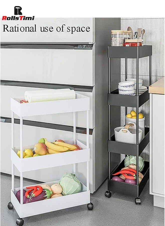 RollsTimi  Slim Storage Cart with Wheels - 4 Tier Bathroom Organizers and Storage Cart - Rolling Carts for Bathroom, Kitchen, Narrow Space, Laundry Room,Black - Image 2