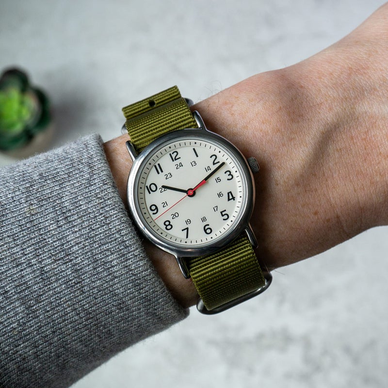 Benchmark Basics Benchmark 18mm Army Green Nylon Watch Band - One Piece Waterproof Ballistic Nylon - Slip Through Military Style Zulu Watch Strap for Men & Women - Image 3