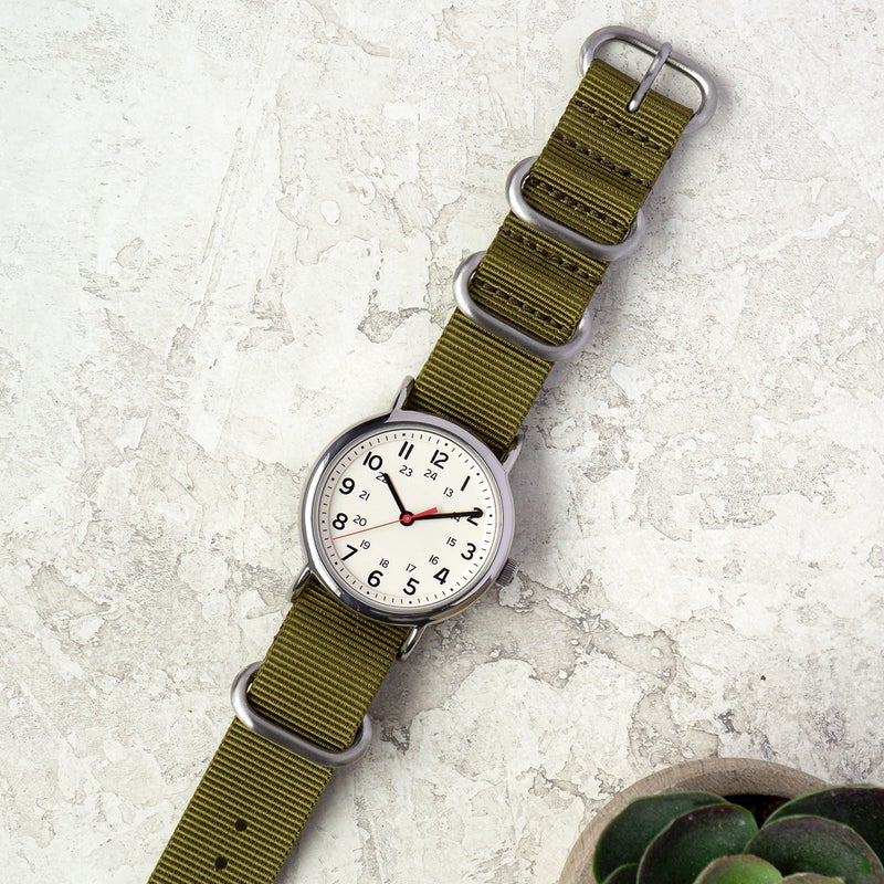 Benchmark Basics Benchmark 18mm Army Green Nylon Watch Band - One Piece Waterproof Ballistic Nylon - Slip Through Military Style Zulu Watch Strap for Men & Women - Image 4