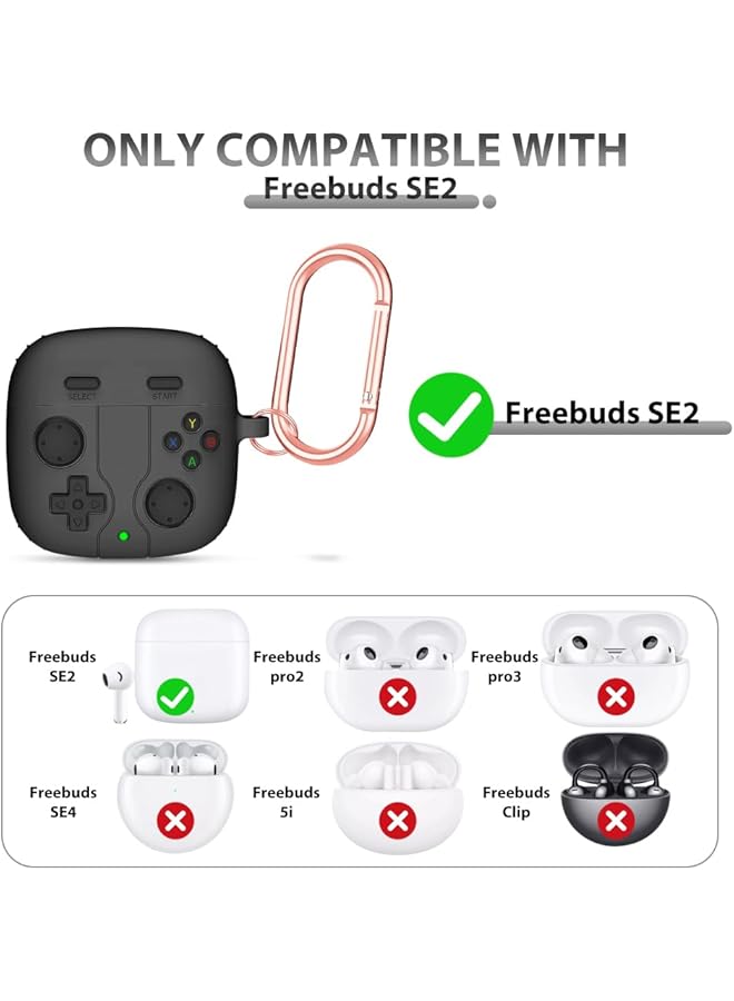 إيروريكس غطاء حماية لسماعات هواوي فري بادز Se 2، جراب رائع على شكل وحدة تحكم ألعاب الفيديو، جراب ناعم من السيليكون المقاوم للخدش والصدمات مع سلسلة مفاتيح لجراب هواوي فري بادز Se 2 - Image 2