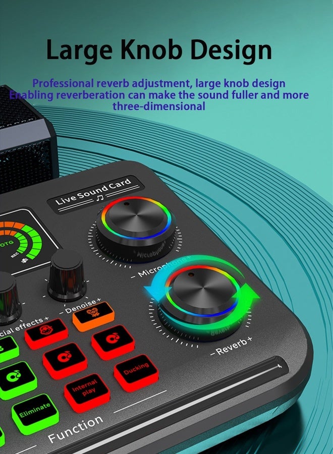 DRAKLAW Sound Cards Condenser Microphone Set, Streaming Audio Mixer with Microphone Stand/Suitable for Live Broadcast/Podcast/Youtube/PC/Smartphone - Image 5