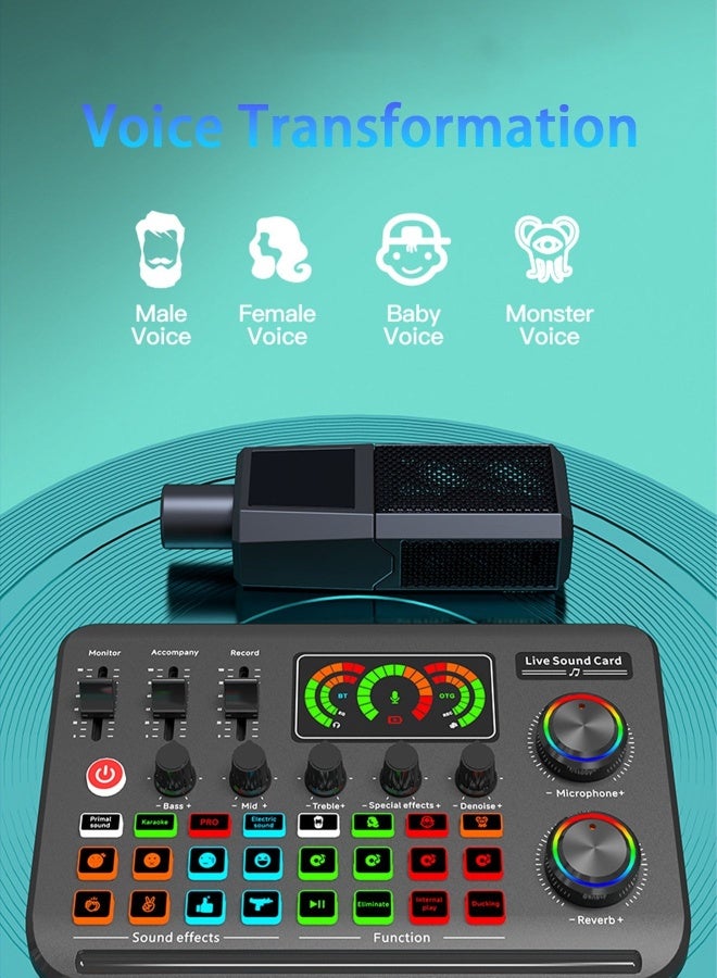 DRAKLAW Sound Cards Condenser Microphone Set, Streaming Audio Mixer with Microphone Stand/Suitable for Live Broadcast/Podcast/Youtube/PC/Smartphone - Image 4