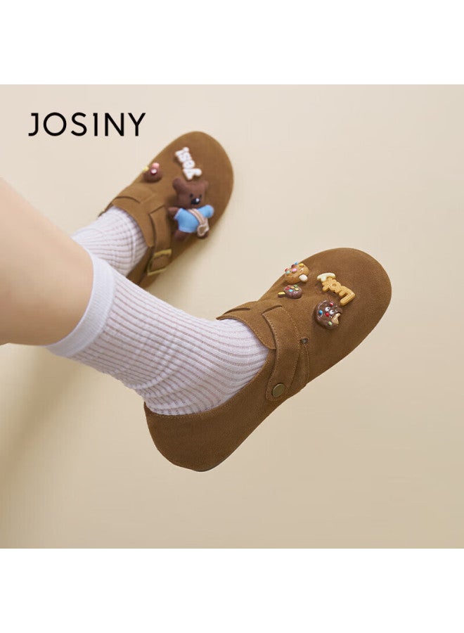 Josiny Zhuoshini Birkenstock Women's Shoes Spring New Full-coverage Casual Versatile Fashion Flat Soft Comfortable Single Shoes Camel Color Size 38 - Image 4