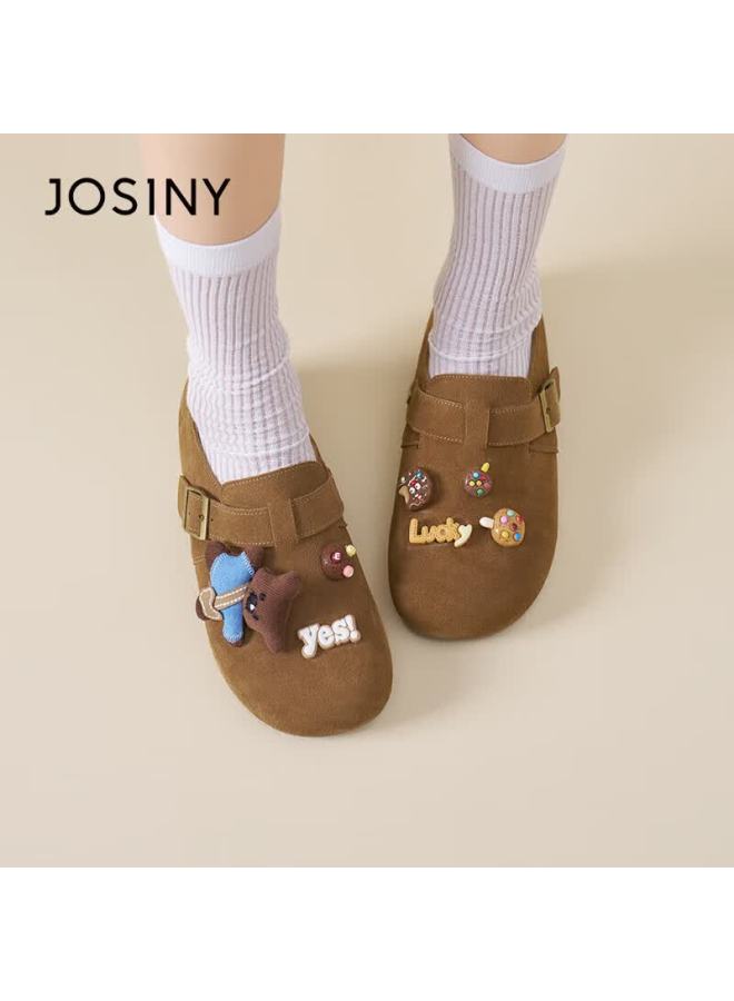 Josiny Zhuoshini Birkenstock Women's Shoes Spring New Full-coverage Casual Versatile Fashion Flat Soft Comfortable Single Shoes Camel Color Size 38 - Image 2