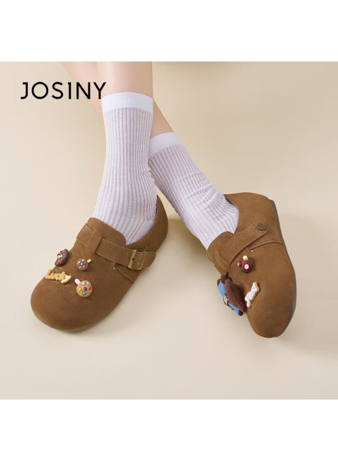 Josiny Zhuoshini Birkenstock Women's Shoes Spring New Full-coverage Casual Versatile Fashion Flat Soft Comfortable Single Shoes Camel Color Size 38 - Image 3