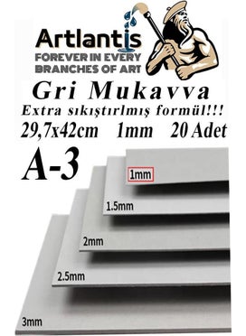 Artlantis A3 Cardboard Gray 1.0 mm 20 Pieces 1 Pack 29.7 x 42 cm A-3 Cardboard 1 0 mm Thick A-3 Cardboard  - Image 1