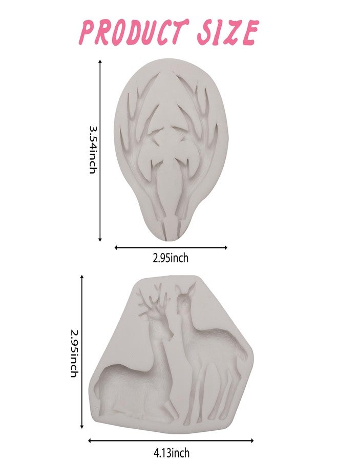 Caregene 3D Deer Silicone Fondant Mold Antlers Cake Decoration Mold for Christmas Party Cupcake Topper Resin Clay - Image 2