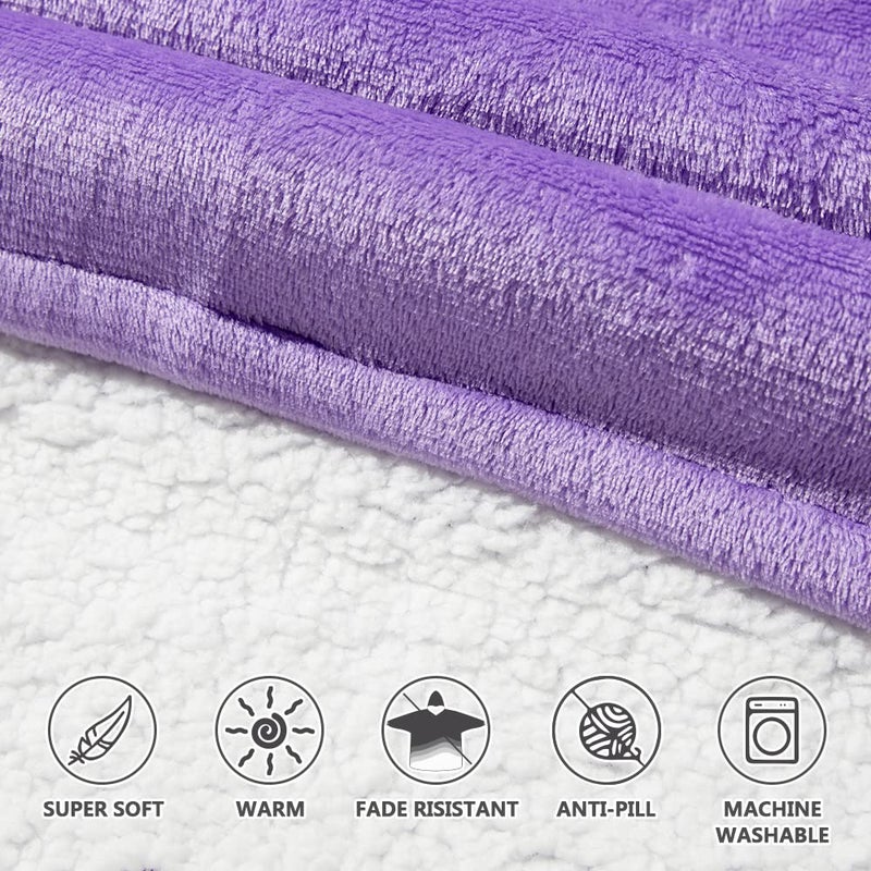 Qeils Qeils Oversized Wearable Blanket Hoodie  Comfy Sherpa Sweatshirt Pullover Jacket (Large Pocket  Violet  Adult)  - Image 5