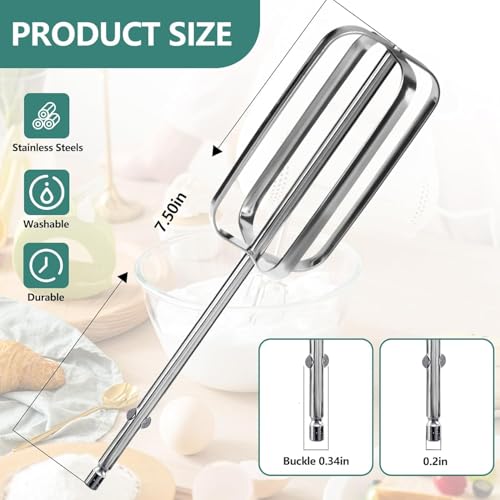 Antrys Hand Mixer Beaters Attachments Compatible with Hamilton Beach Hand Mixers 62682RZ, 62692, 62695V, 64699, Durable Replacement Mixer Whisk Parts for Hamilton Beach Hand Mixer Beaters -2 Pack - Image 3