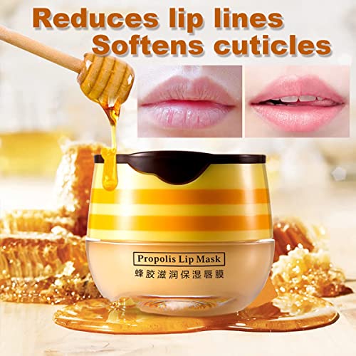 Alisesun 4PCS Honey Lip Balm Vitamin E Moisturizing Propolis Sleeping Lip Mask Effective Reduces Lip Lines Prevention Dry and Cracked Lip Scrubs Exfoliator Smoothing Dry Lip Care - Image 5