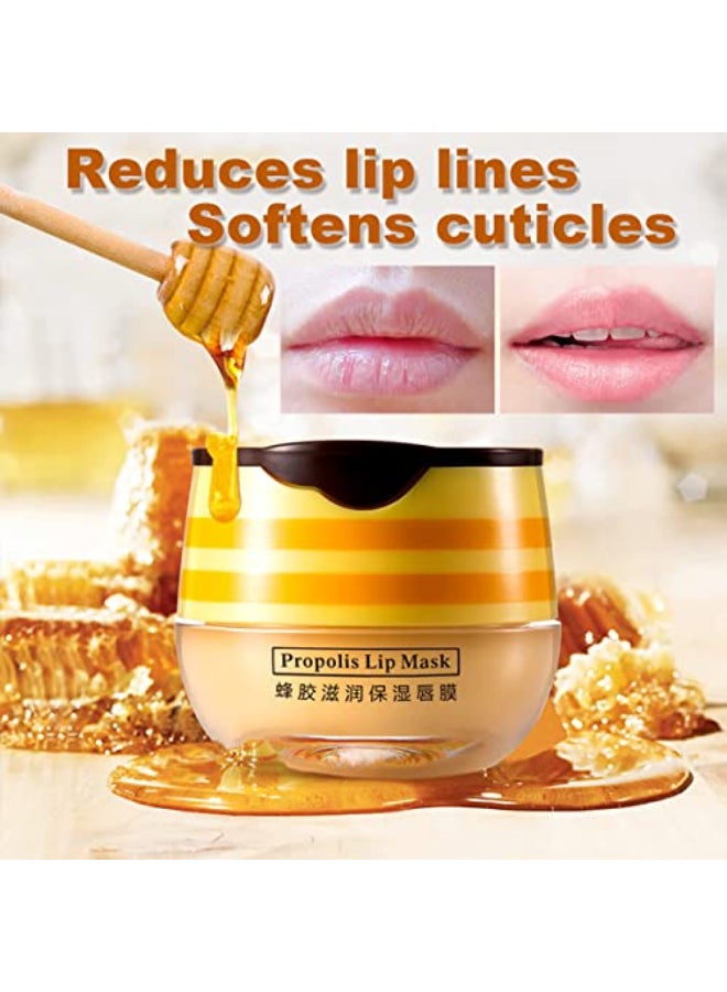 Alisesun 4PCS Honey Lip Balm Vitamin E Moisturizing Propolis Sleeping Lip Mask Effective Reduces Lip Lines Prevention Dry and Cracked Lip Scrubs Exfoliator Smoothing Dry Lip Care - Image 4