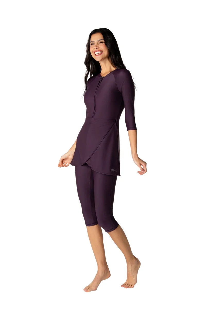 كويجا صن وير COEGA Ladies Slim-Kini with Wrap Skirt - Midnight Plum