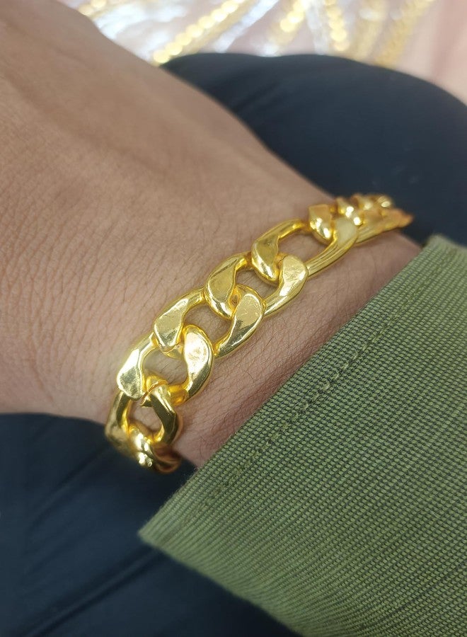 SHANKHRAJ MALL Chunky Gold-Toned Metal Chain Bracelet, 21 cm Length - Image 3