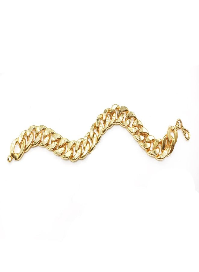 SHANKHRAJ MALL Chunky Gold-Toned Metal Chain Bracelet, 21 cm Length - Image 2
