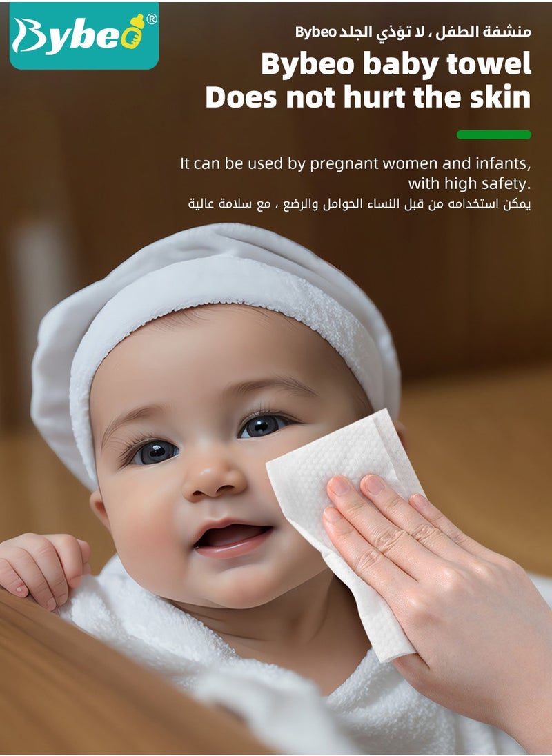 Bybeo 6 Packs Baby Cotton Tissue, Soft Baby Dry Wipe, Wet and Dry Use, Infant Cotton Towel, Made of Pure Cotton, 300 Count Unscented Disposable Facial Cotton Tissues for Baby Sensitive Skin  - Image 4