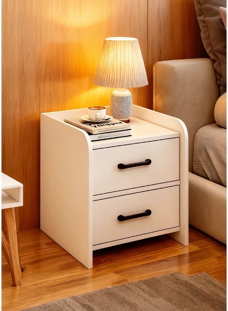 Nightstand Side Table, Bedside Tables with 2 Drawers, Modern End Table, Simple Bedroom Storage Cabinet, Wood Night Stand Sofa Side Table for Living Room Bedroom(White,CT055) - Image 1