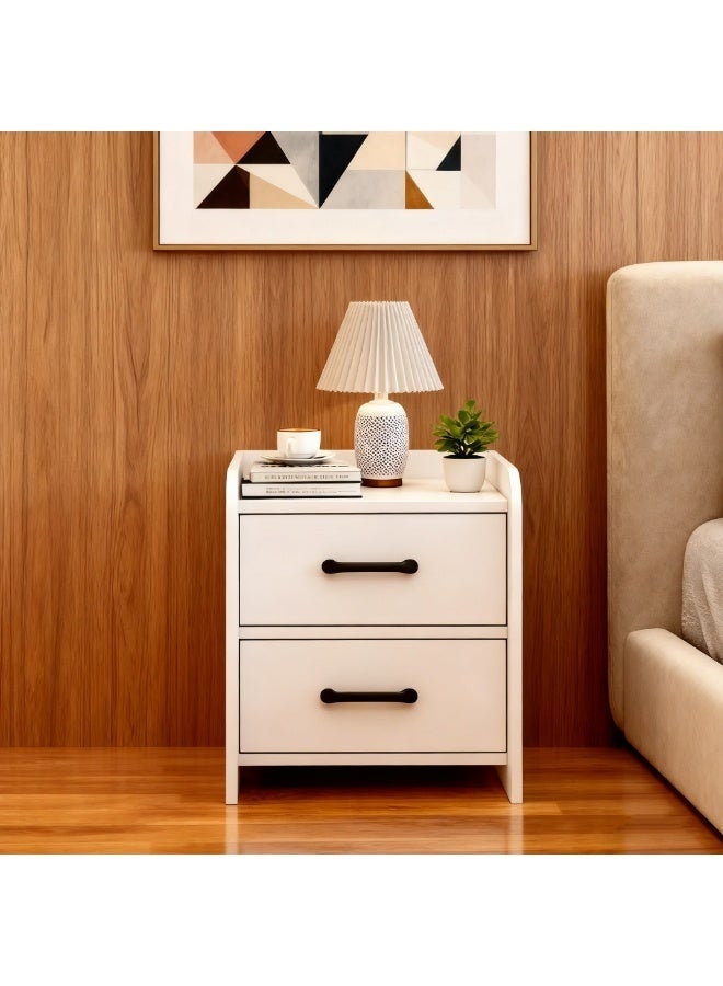 Nightstand Side Table, Bedside Tables with 2 Drawers, Modern End Table, Simple Bedroom Storage Cabinet, Wood Night Stand Sofa Side Table for Living Room Bedroom(White,CT055) - Image 2