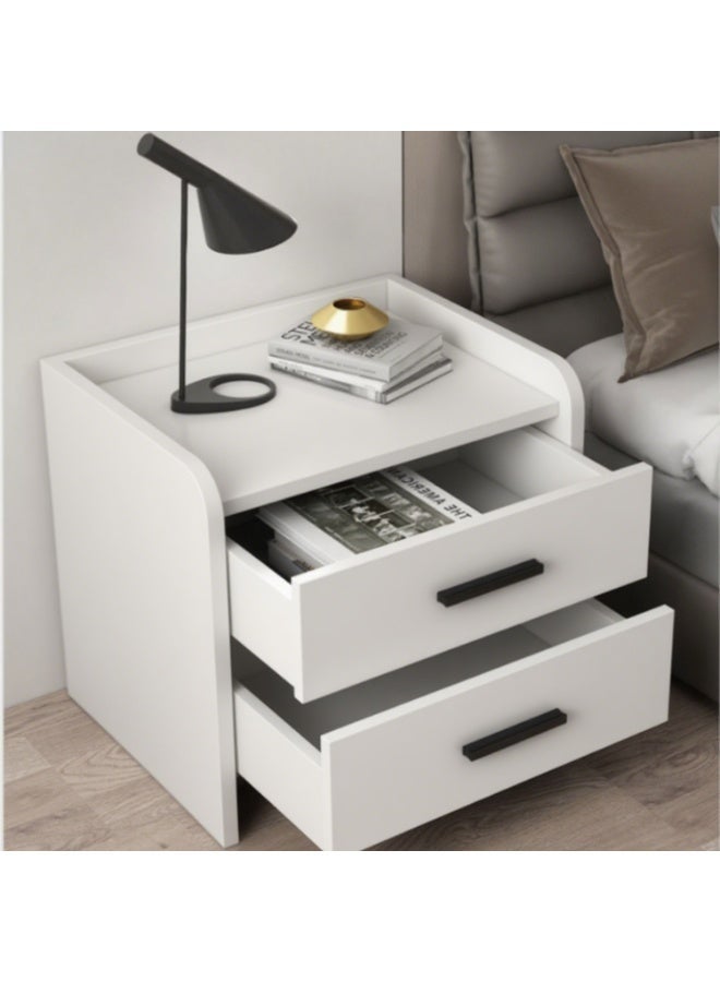 Nightstand Side Table, Bedside Tables with 2 Drawers, Modern End Table, Simple Bedroom Storage Cabinet, Wood Night Stand Sofa Side Table for Living Room Bedroom(White,CT055) - Image 5