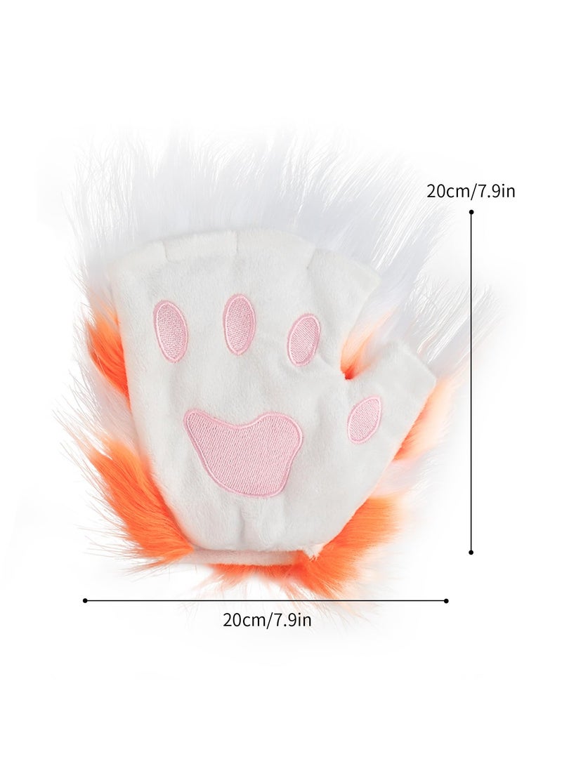 كابتن تيك Faux Fur Cat Ears and Wolf Fox Tail Set for Cosplay Costume, Anime Party Accessory in Orange - Image 3