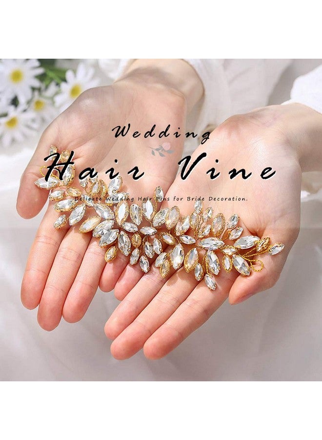 JAKAWIN Bride Crystal Wedding Hair Vine Gold Rhinestone Hair Piece Bridal Headpiece Hair Accessories For Women And Girls Hv162  - Image 5