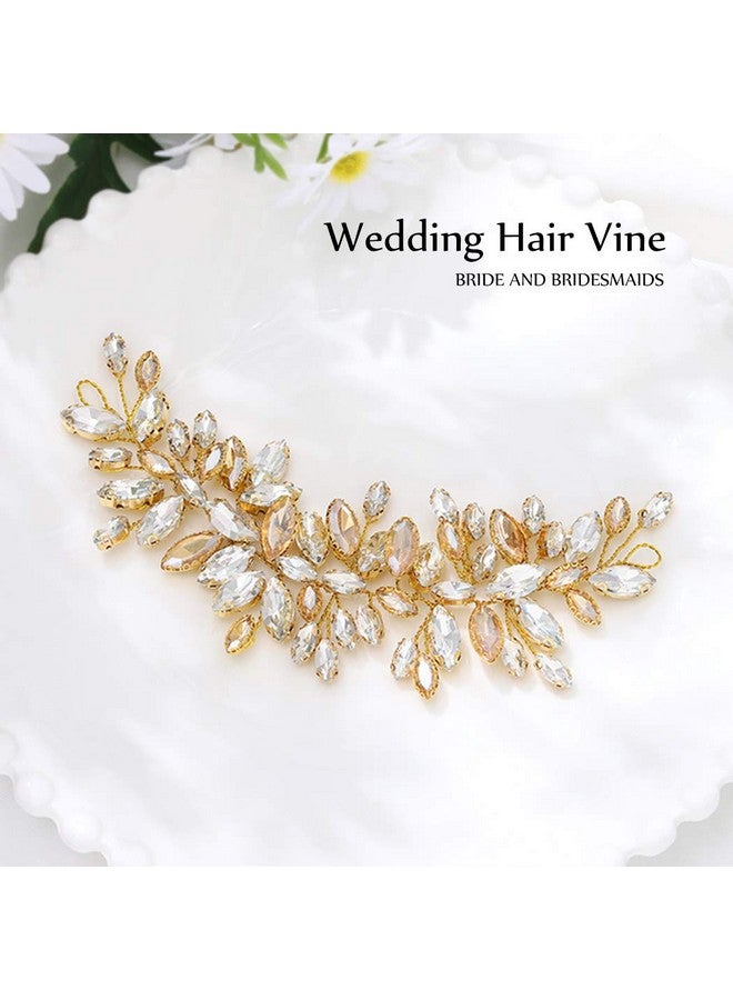 JAKAWIN Bride Crystal Wedding Hair Vine Gold Rhinestone Hair Piece Bridal Headpiece Hair Accessories For Women And Girls Hv162  - Image 3