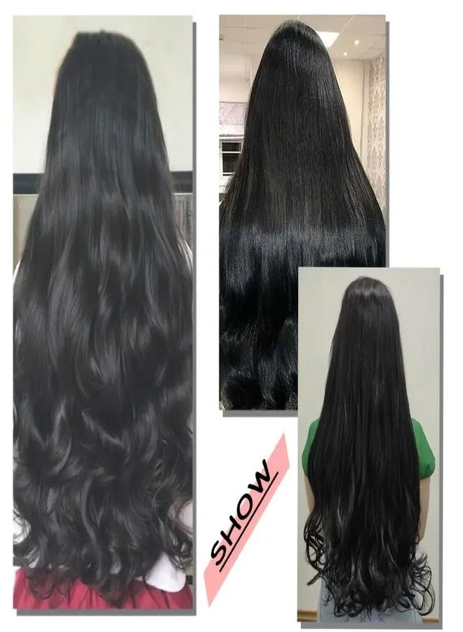 Assu 26 Inch Clip-In Hair Extensions for Women | Hair Weft with 5 Clips | Easy DIY Washable Wavy Hairpiece for Daily Use | Black Hair Extensions - Image 3