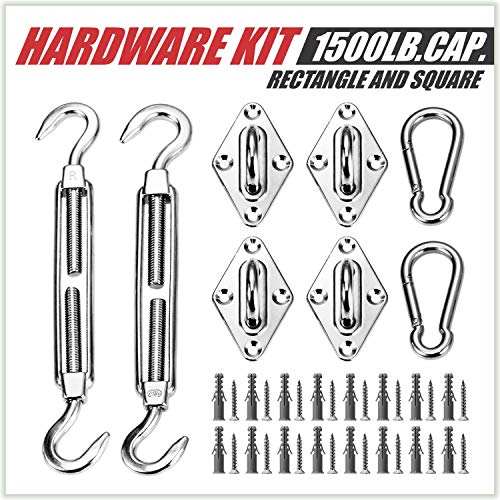 ColourTree مجموعة أدوات ColourTree لظلال الشمس المستطيلة/المربعة، سهلة التوتر، من الفولاذ المقاوم للصدأ العسكري 316 (مجموعة أدوات 6 بوصات + كابلات) - Image 2