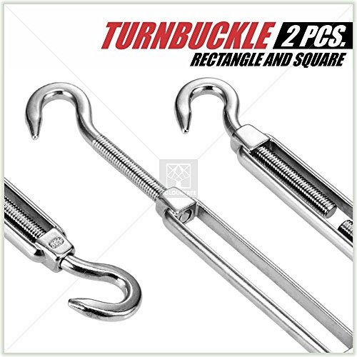 ColourTree مجموعة أدوات ColourTree لظلال الشمس المستطيلة/المربعة، سهلة التوتر، من الفولاذ المقاوم للصدأ العسكري 316 (مجموعة أدوات 6 بوصات + كابلات) - Image 3