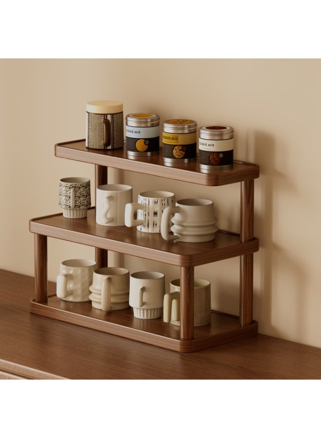 Arabest Wood Desktop Organizer Shelf,3-Tier Mug Holder Countertop,Vanity Desk Shelf,Multipurpose Tiered Countertop Storage Shelf for Kitchen, Mugs, Spices,Dresser Table(16in/40cm, Walnut) - Image 1