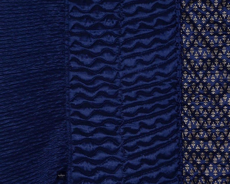 ManavRachit Jaipuri Sanganeri Satin Gold Printed Designer Bedding Set Set of 4 pcs 1 Double Bed Bedsheet 2 Pillow Cover 1 Double Bed AC Comforter Designer BUTTI Blue - Image 2