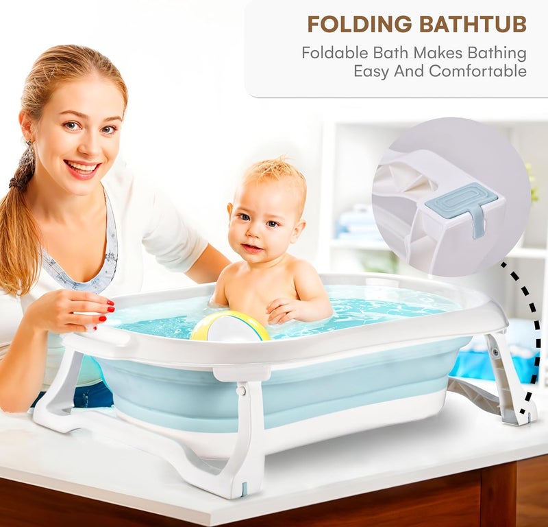 Childlike Behavior Portable Foldable Bathtub for Babies, Newborns, Infants, and Toddlers - Collapsible Baby Soaking Bath Tub with Non-Slip Legs - Image 2