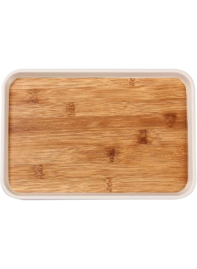 فيلي صينية تقديم مستطيلة أنيقة ومتينة من الميلامين والخيزران باللونين البني والأبيض Y1K150046 Ph051 F