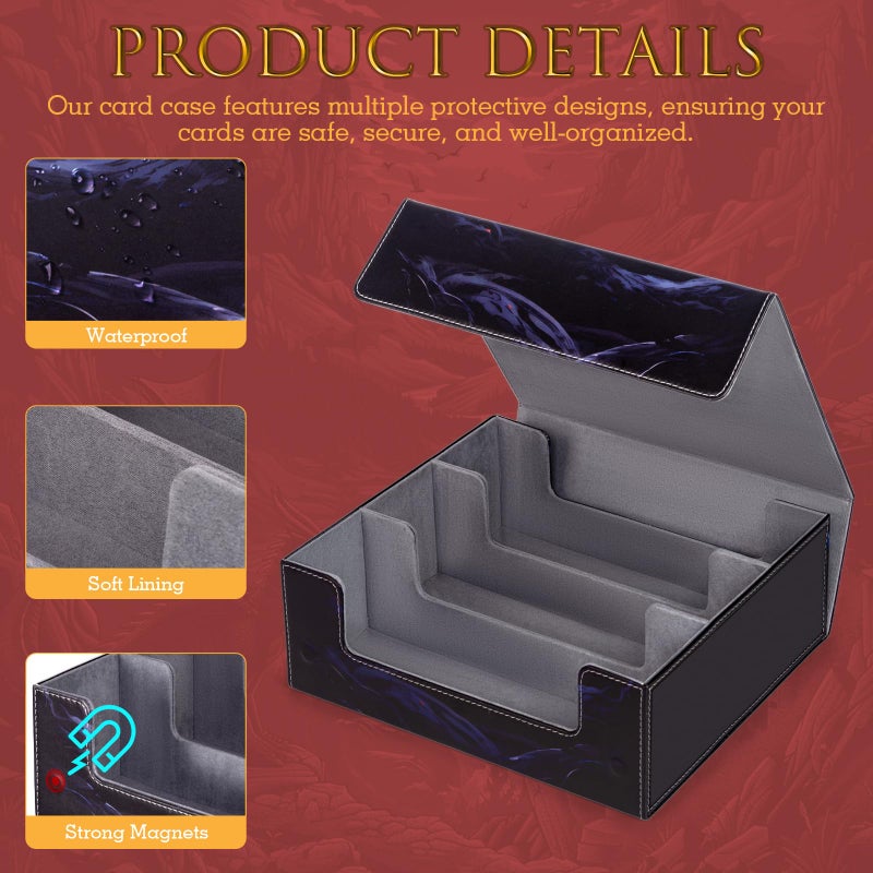 ULTRGEE Card Deck Box compatible with MTG - Holds 1800+ Cards, Card Deck Case, Card Storage Box fits TCG/PTCG/YGO Cards and Sport Cards with 10 Dividers - Dusk Dragonfire - Image 5