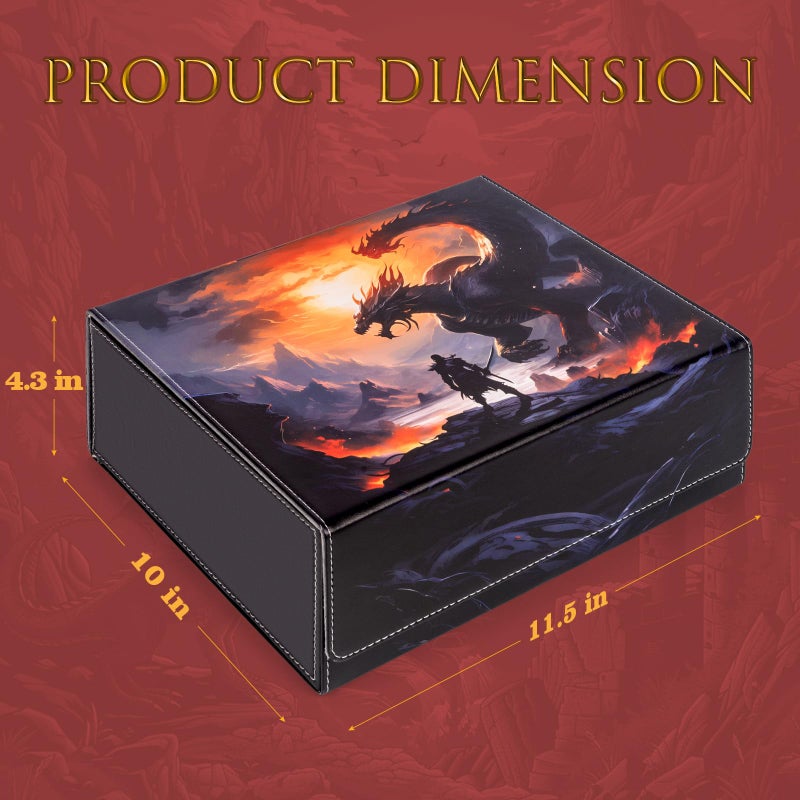 ULTRGEE Card Deck Box compatible with MTG - Holds 1800+ Cards, Card Deck Case, Card Storage Box fits TCG/PTCG/YGO Cards and Sport Cards with 10 Dividers - Dusk Dragonfire - Image 3