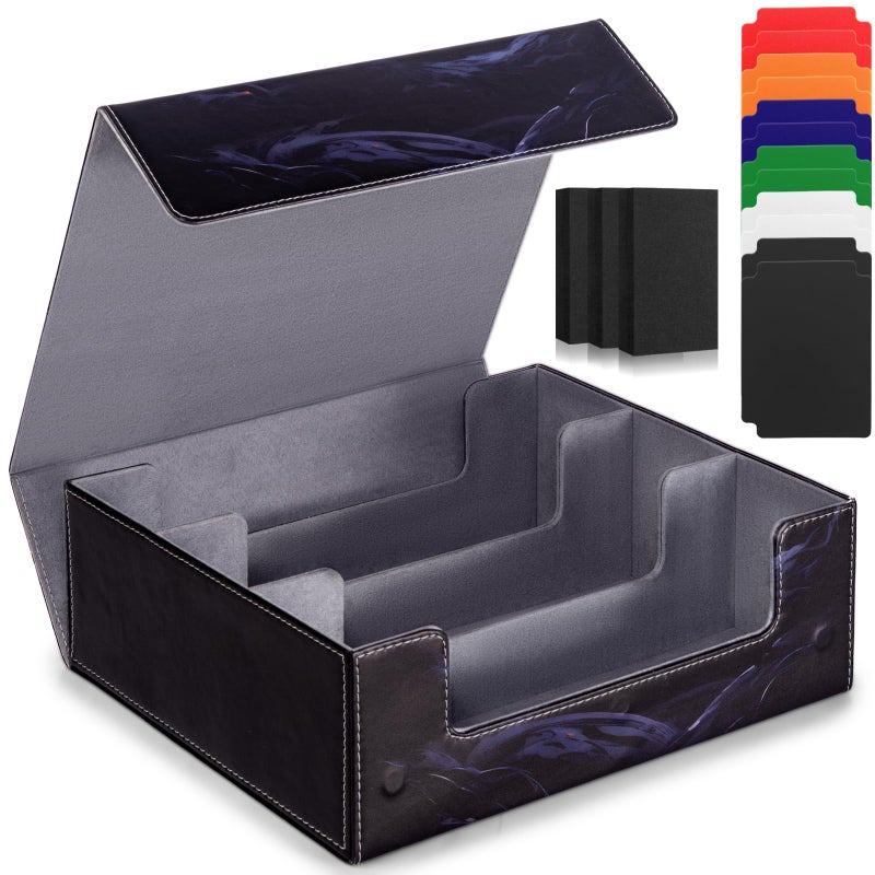 ULTRGEE Card Deck Box compatible with MTG - Holds 1800+ Cards, Card Deck Case, Card Storage Box fits TCG/PTCG/YGO Cards and Sport Cards with 10 Dividers - Dusk Dragonfire - Image 2